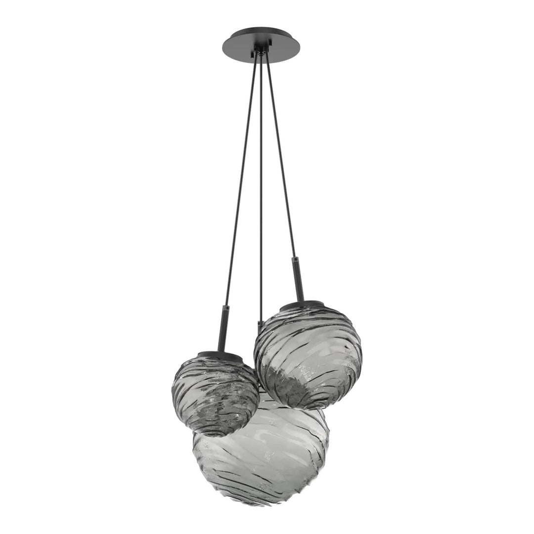 Gaia Cluster Pendant by Hammerton Studio – 3 Lights in Matte Black with Smoke glass
