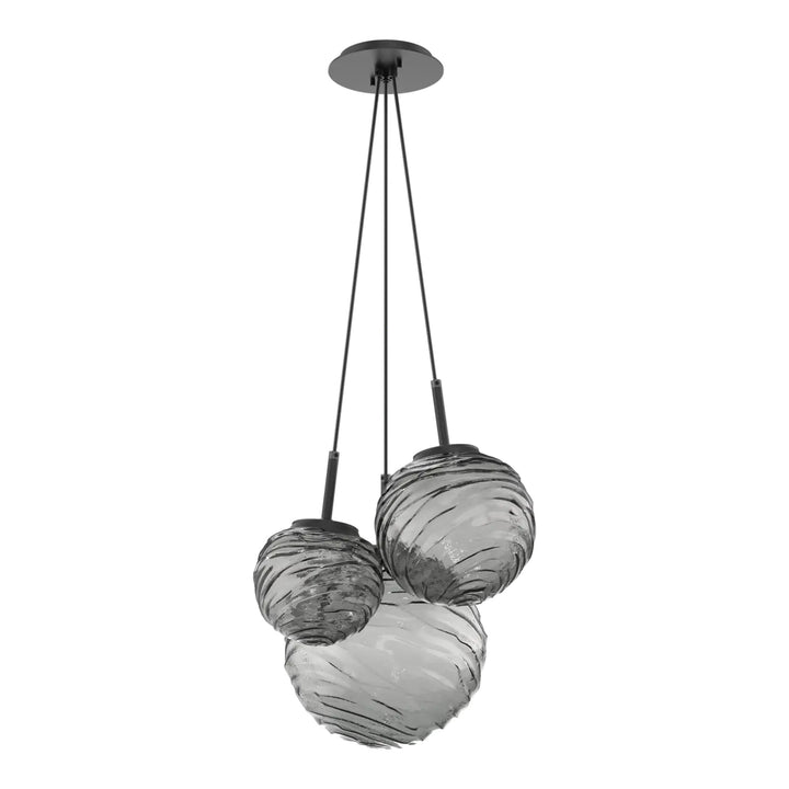 Gaia Cluster Pendant by Hammerton Studio – 3 Lights in Matte Black with Smoke glass