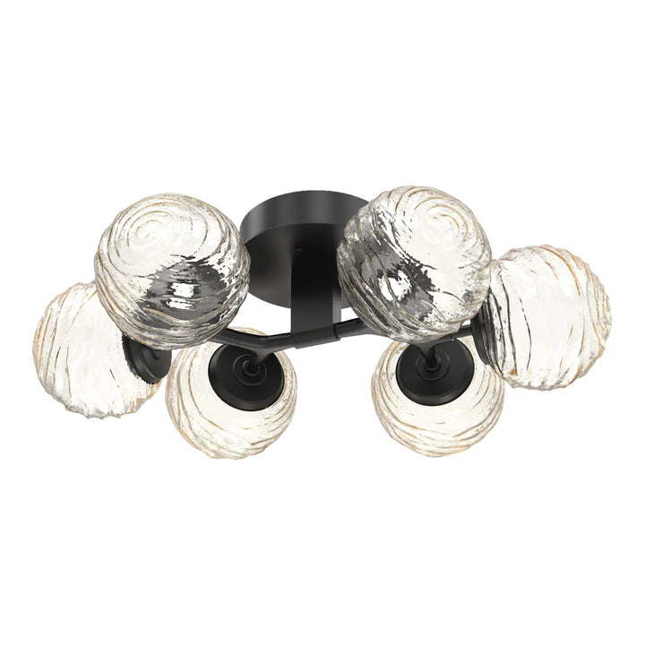 Gaia Flush Mount Light by Hammerton Studio in Matte Black with Amber glass