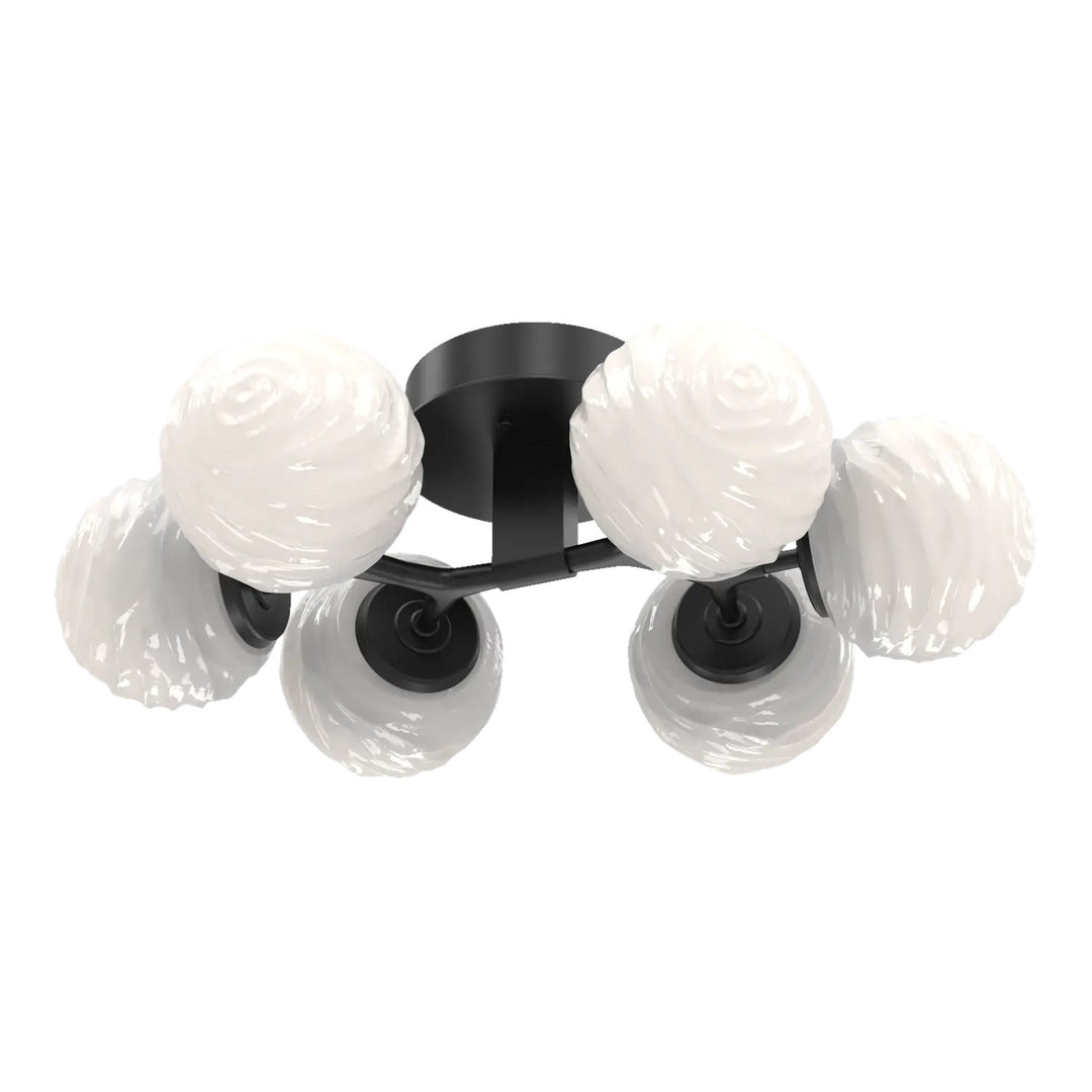 Gaia Flush Mount Light by Hammerton Studio in Matte Black with White glass