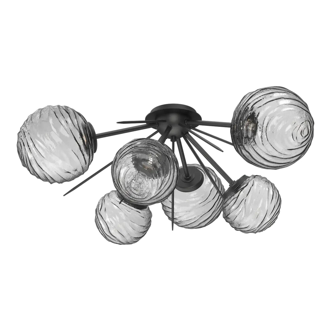 Gaia Half Starburst Flush Mount by Hammerton Studio in Matte Black with Smoke glass