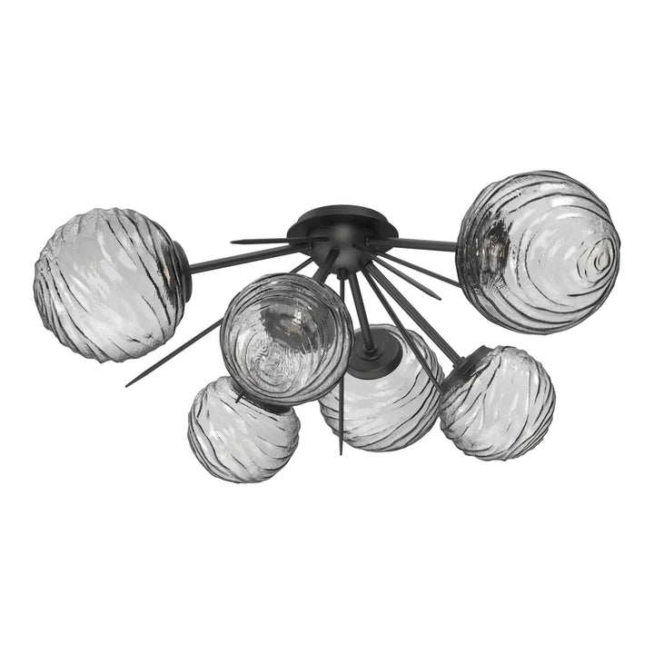 Gaia Half Starburst Flush Mount by Hammerton Studio in Matte Black with Smoke glass