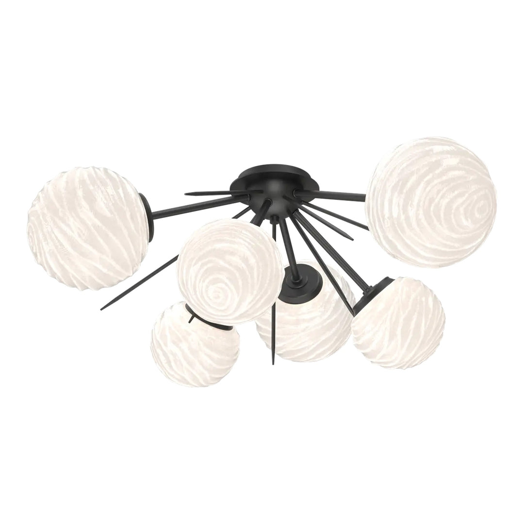 Gaia Half Starburst Flush Mount by Hammerton Studio in Matte Black with White glass