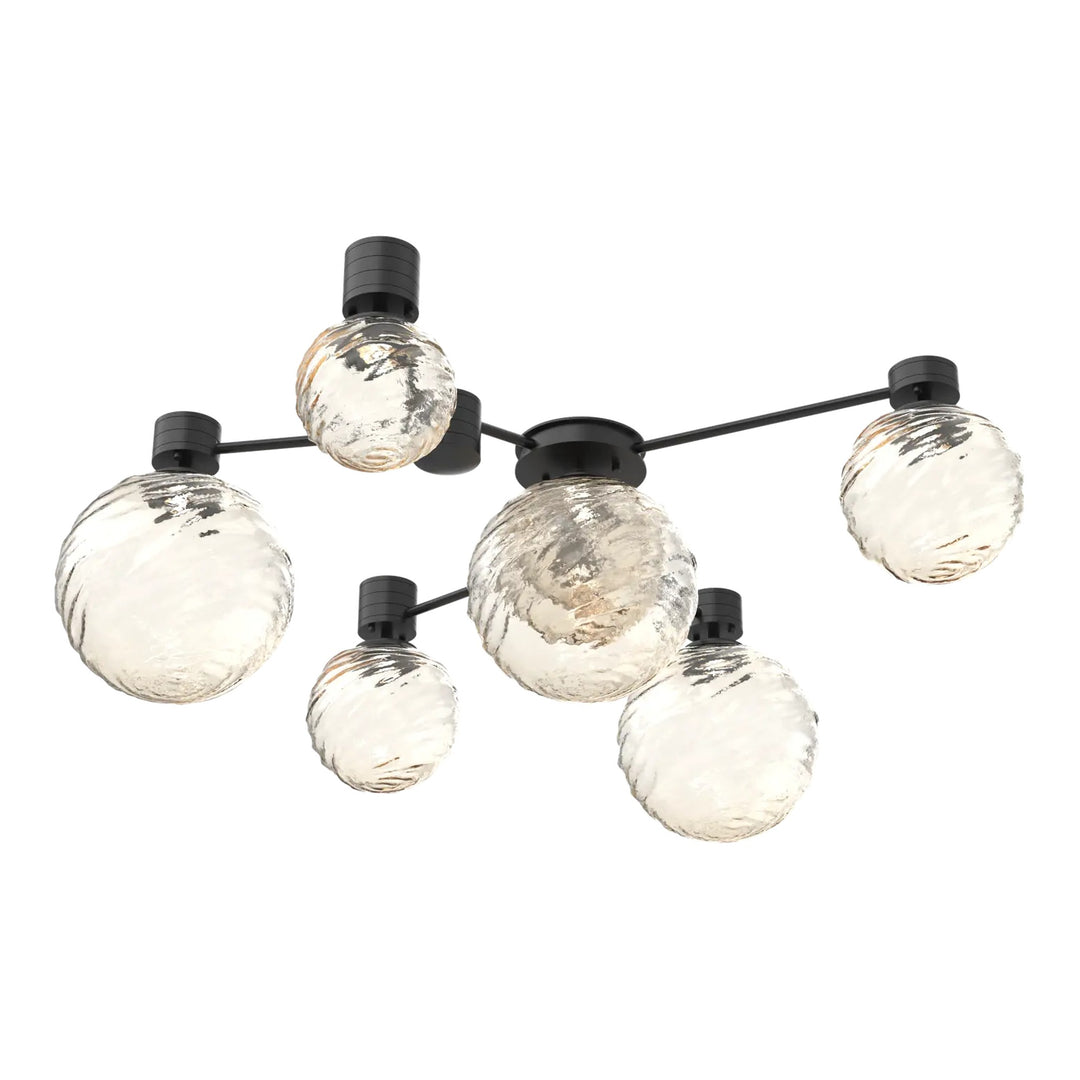 Gaia Hub &amp; Spoke by Hammerton Studio – 6 Light Round in Matte Black with Amber glass