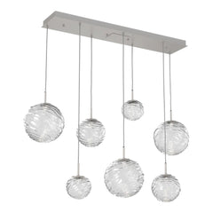 Gaia Linear Pendant Chandelier by Hammerton Studio – 7 Lights in Beige Silver