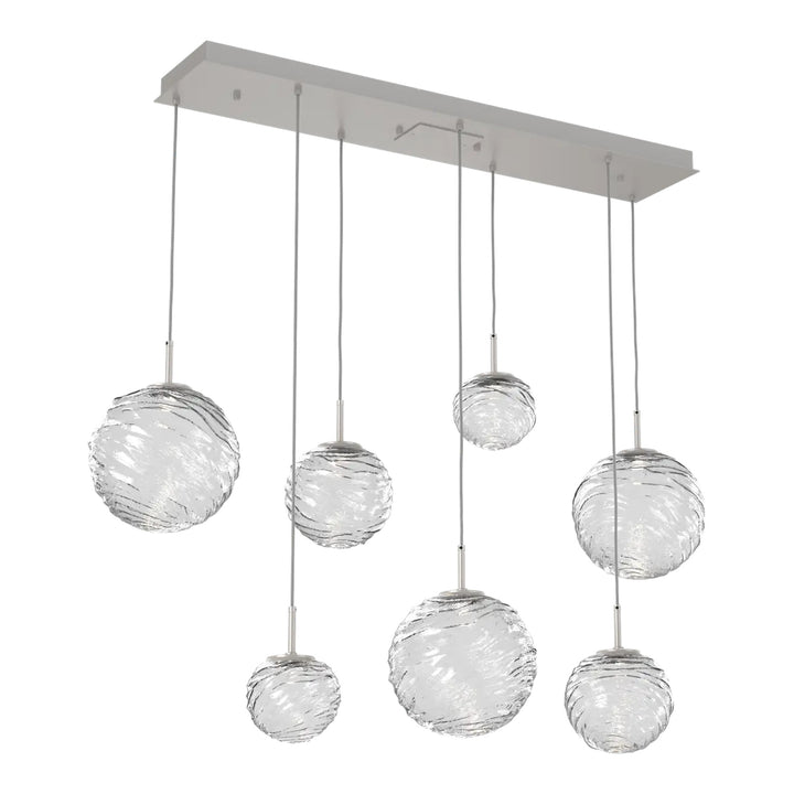 Gaia Linear Pendant Chandelier by Hammerton Studio – 7 Lights in Beige Silver