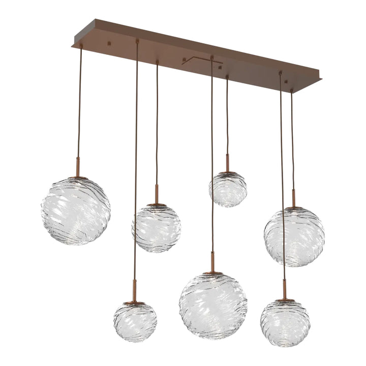 Gaia Linear Pendant Chandelier by Hammerton Studio – 7 Lights in Burnished Bronze
