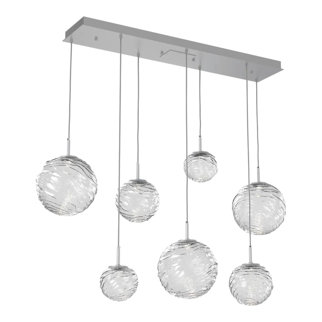 Gaia Linear Pendant Chandelier by Hammerton Studio – 7 Lights in Classic Silver