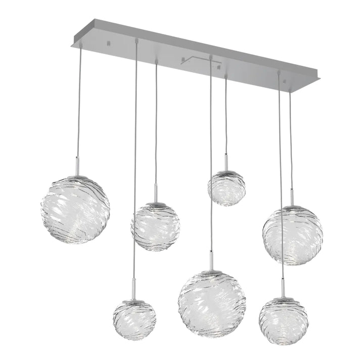 Gaia Linear Pendant Chandelier by Hammerton Studio – 7 Lights in Classic Silver