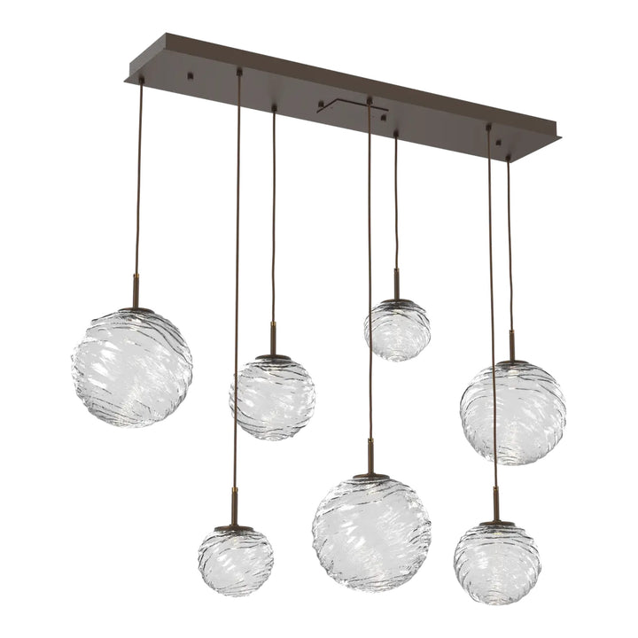 Gaia Linear Pendant Chandelier by Hammerton Studio – 7 Lights in Flat Bronze