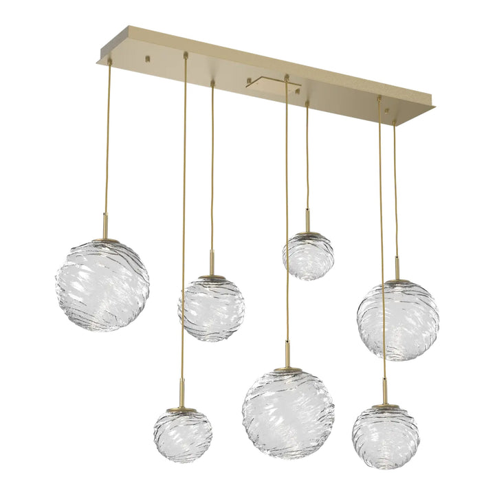 Gaia Linear Pendant Chandelier by Hammerton Studio – 7 Lights in Gilded Brass