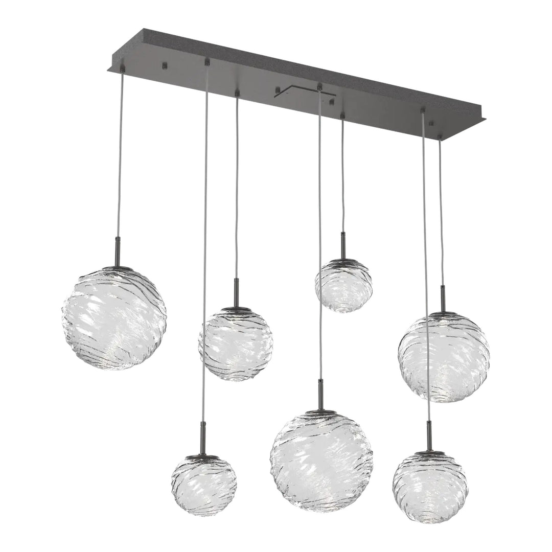 Gaia Linear Pendant Chandelier by Hammerton Studio – 7 Lights in Graphite