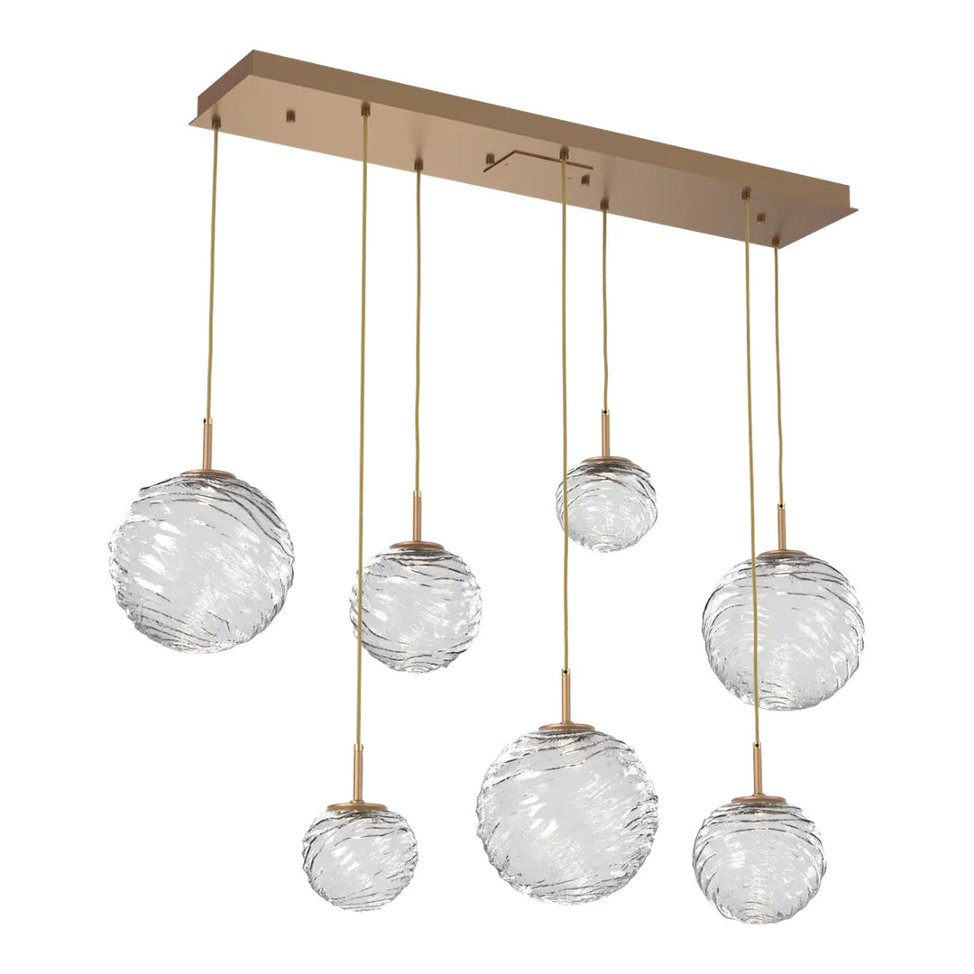 Gaia Linear Pendant Chandelier by Hammerton Studio – 7 Lights in Novel Brass