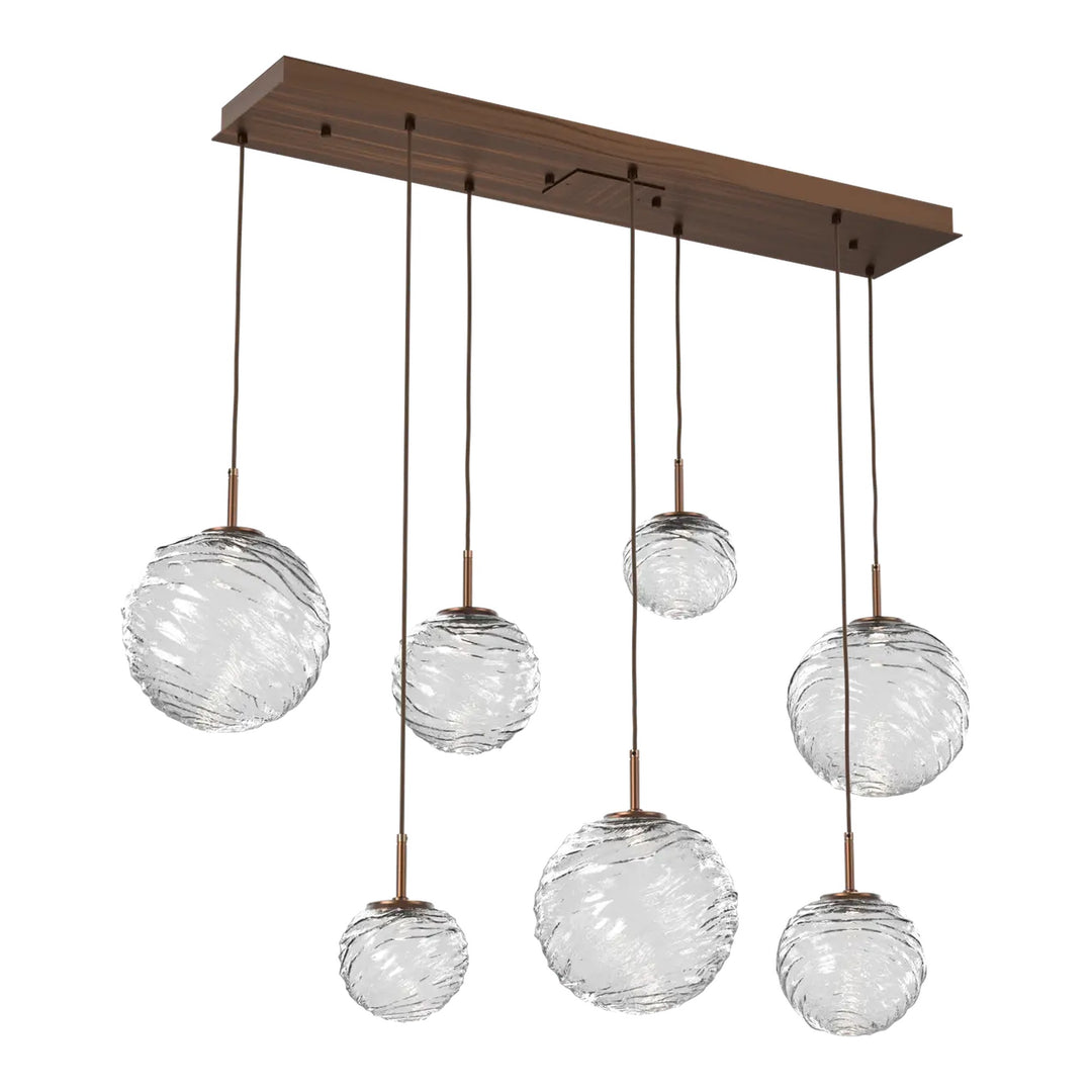 Gaia Linear Pendant Chandelier by Hammerton Studio – 7 Lights in Oil-Rubbed Bronze