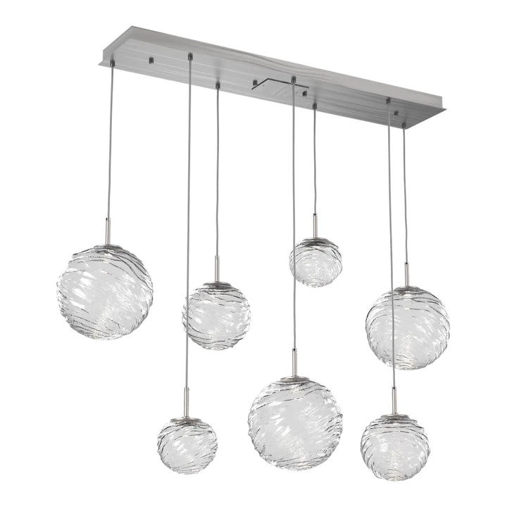 Gaia Linear Pendant Chandelier by Hammerton Studio – 7 Lights in Satin Nickel