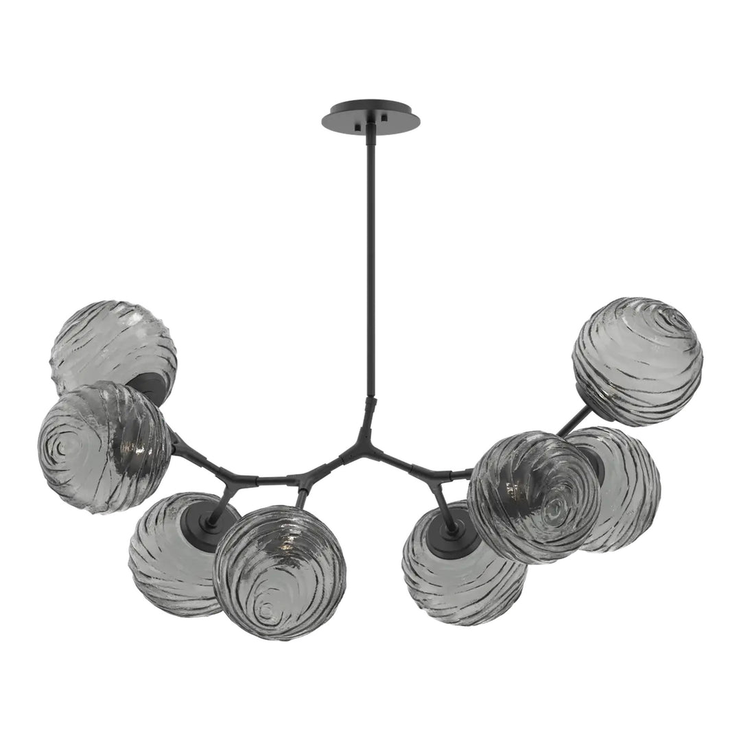 Gaia Modern Branch Chandelier by Hammerton Studio – 8 Lights in Matte Black with Smoke glass