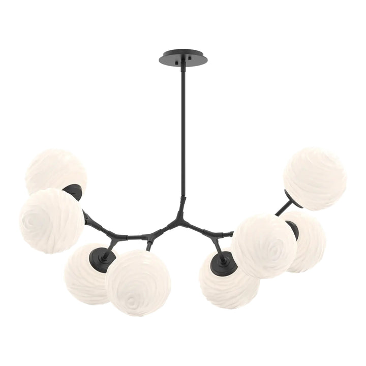 Gaia Modern Branch Chandelier by Hammerton Studio – 8 Lights in Matte Black with White glass