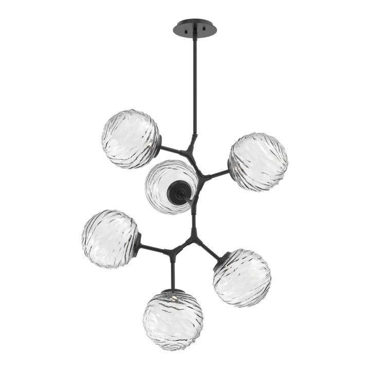 Gaia Modern Vine Chandelier by Hammerton Studio – 6 Lights in Matte Black with Clear glass