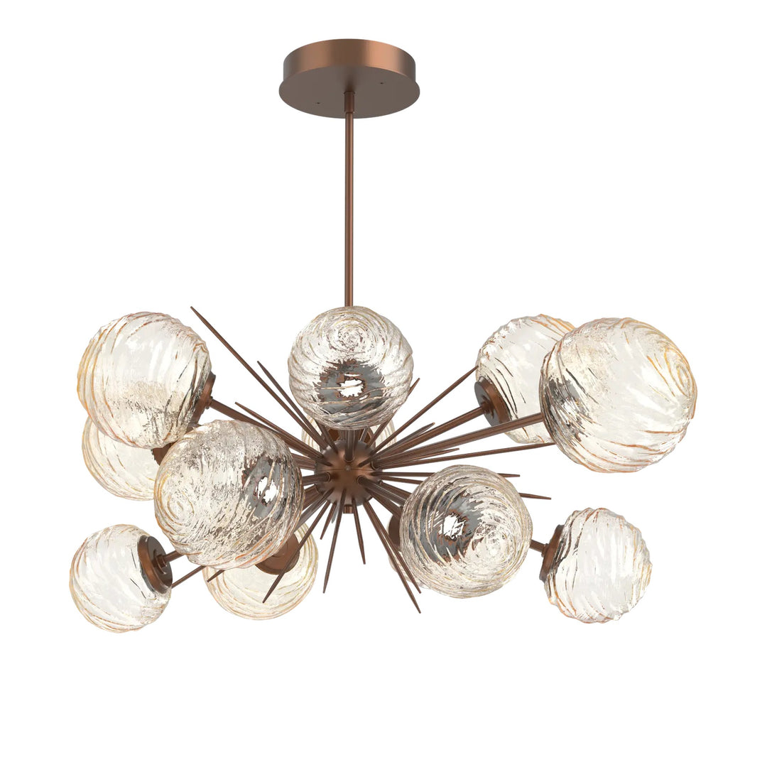 Gaia Oval Starburst Chandelier by Hammerton Studio in Burnished Bronze