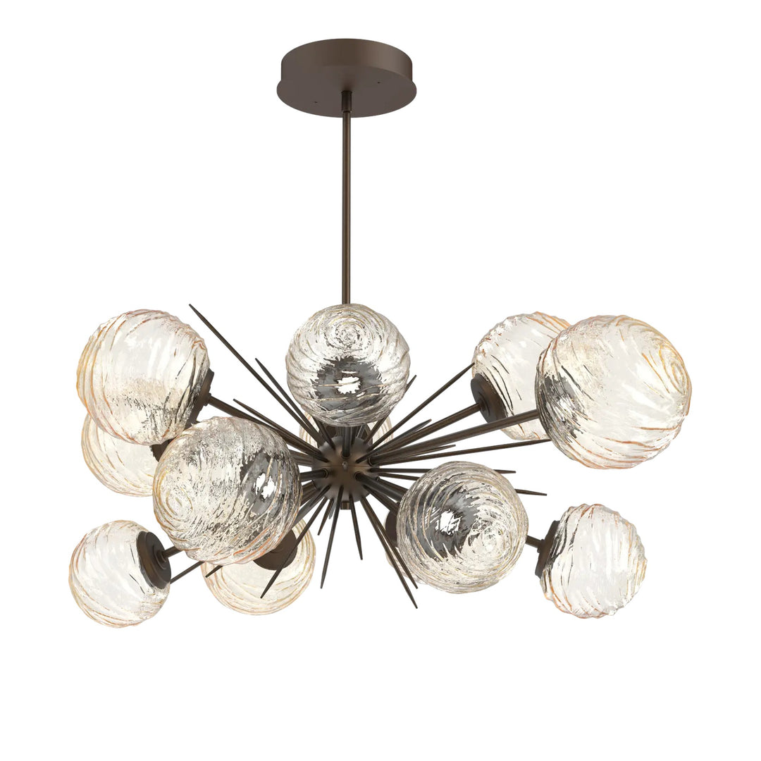 Gaia Oval Starburst Chandelier by Hammerton Studio in Flat Bronze