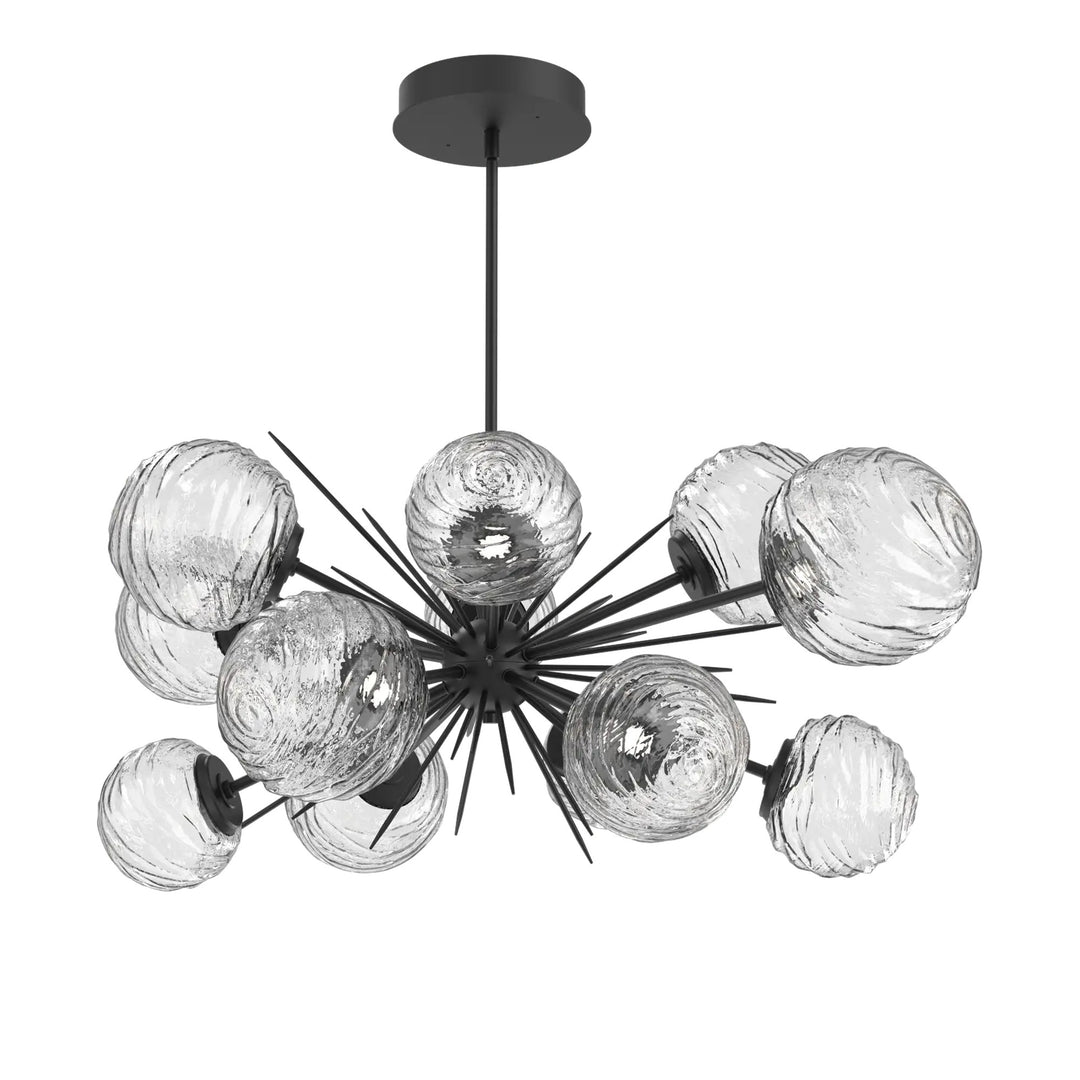 Gaia Oval Starburst Chandelier by Hammerton Studio in Matte Black with Clear glass
