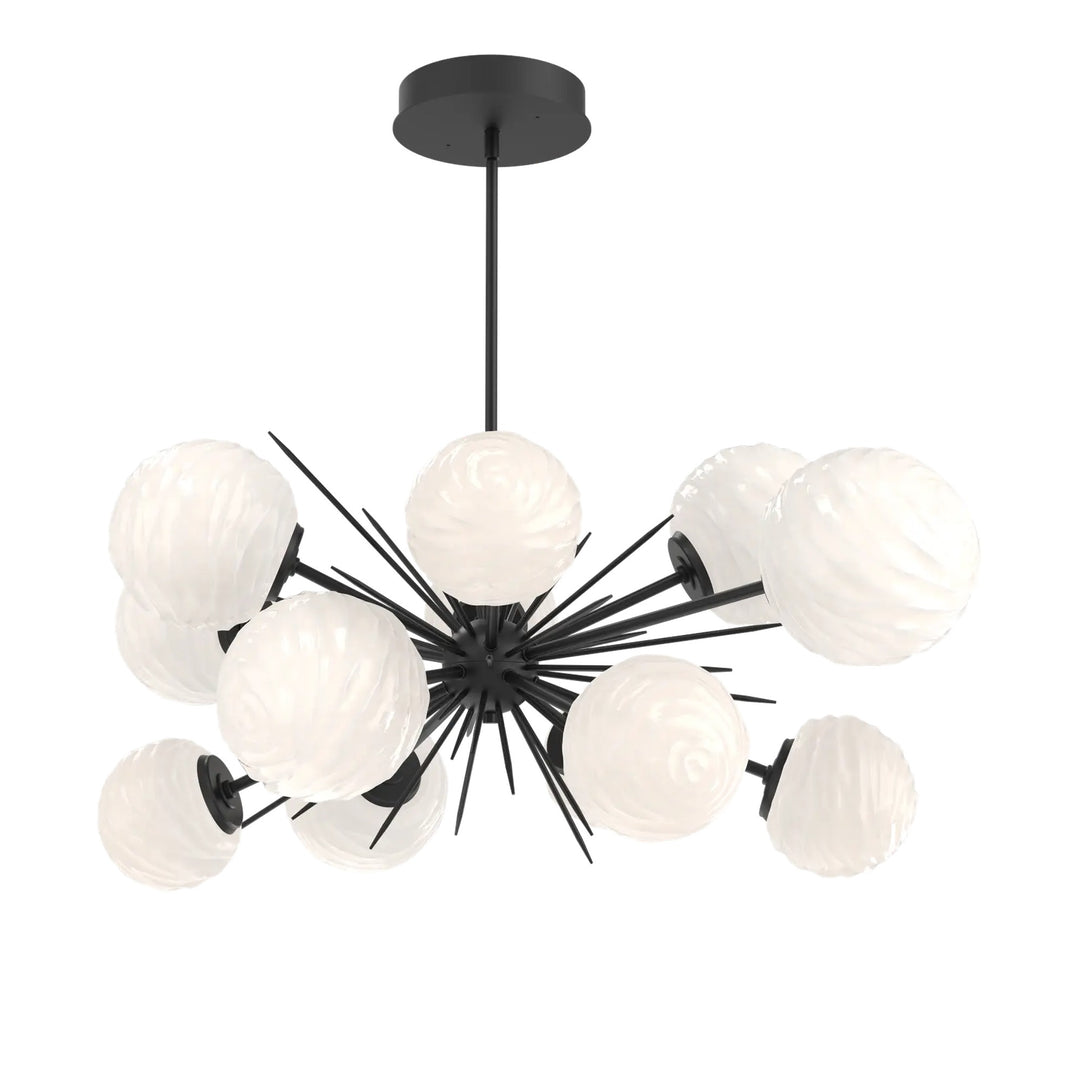 Gaia Oval Starburst Chandelier by Hammerton Studio in Matte Black with White glass