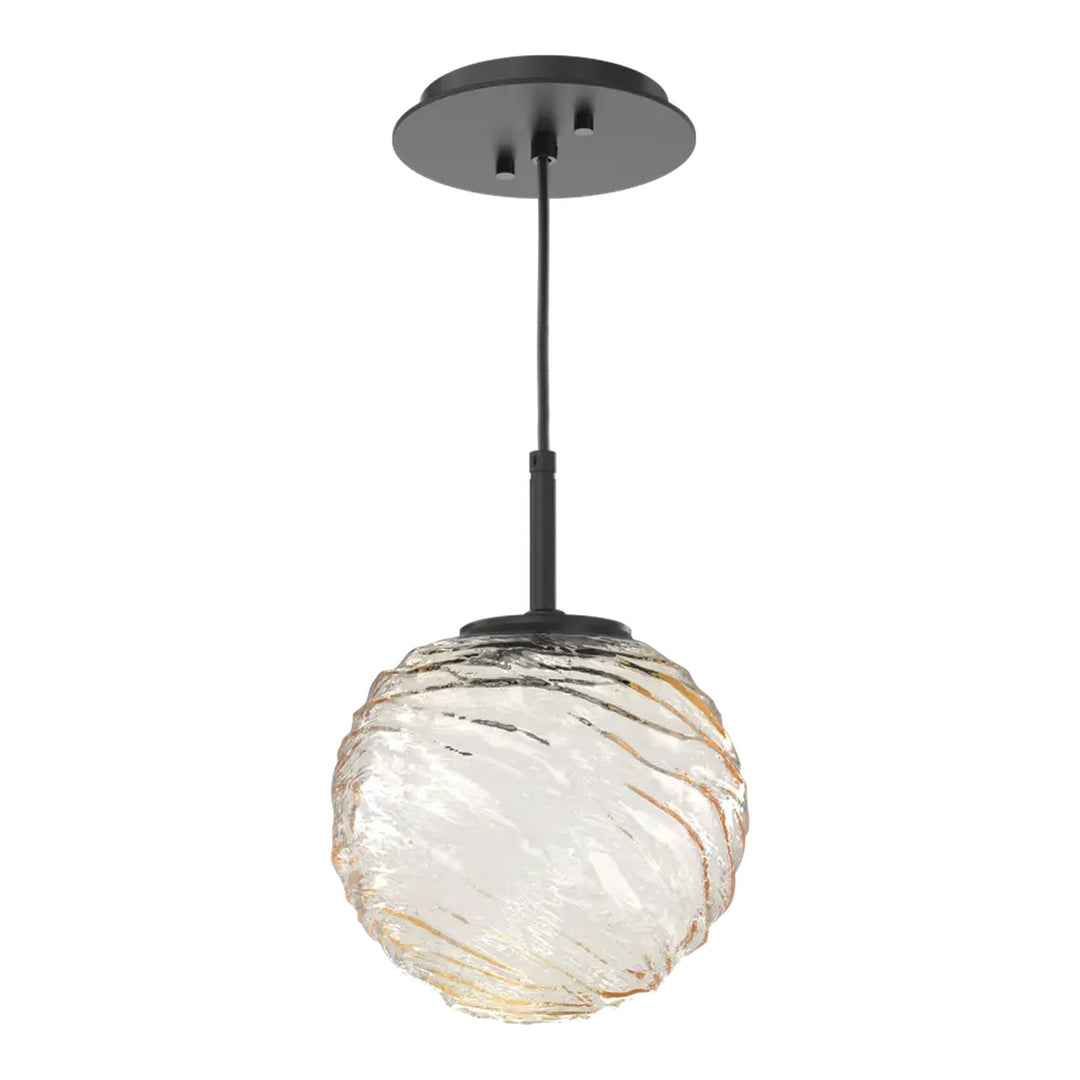 Gaia Pendant by Hammerton Studio – Medium in Matte Black with Amber glass