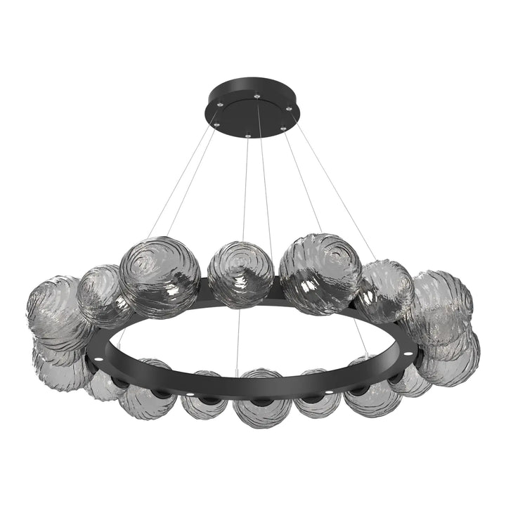 Gaia Radial Ring Chandelier by Hammerton Studio – Large in Matte Black with Smoke glass