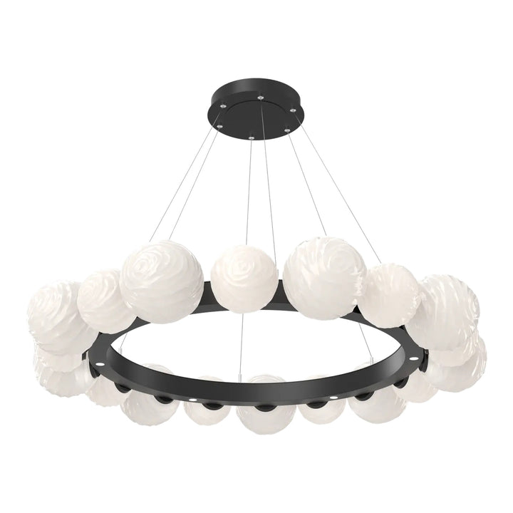 Gaia Radial Ring Chandelier by Hammerton Studio – Large in Matte Black with White glass