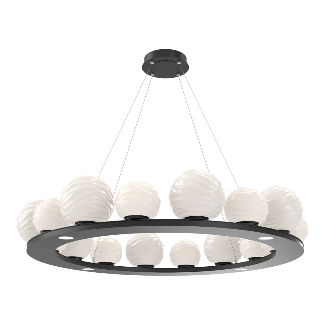 Gaia Ring Chandelier by Hammerton Studio – Large in Matte Black with White glass