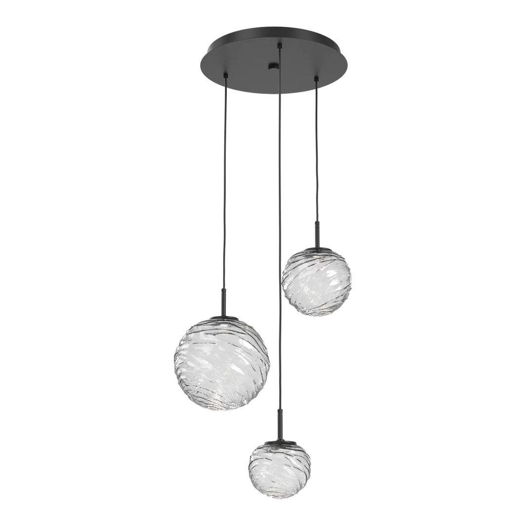 Gaia Round Pendant Chandelier by Hammerton Studio – 3 Lights in Matte Black on adjustable cord
