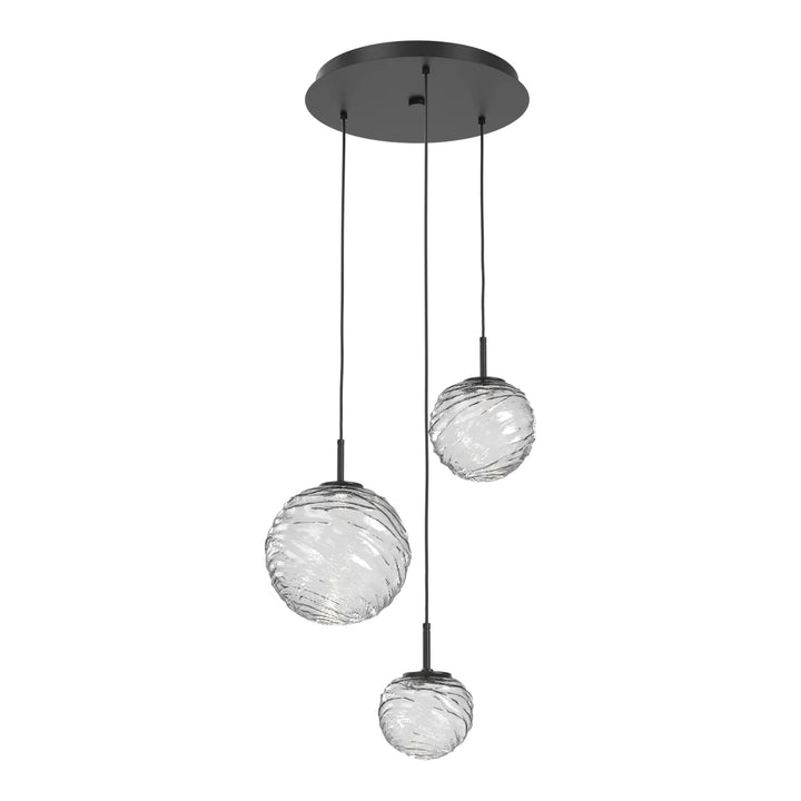 Gaia Round Pendant Chandelier by Hammerton Studio – 3 Lights in Matte Black on adjustable cord