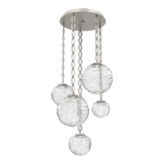 Gaia Round Pendant Chandelier by Hammerton Studio – 5 Lights in Beige Silver on Oval Chain