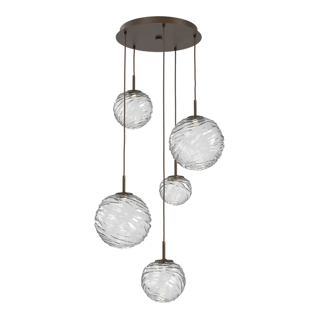 Gaia Round Pendant Chandelier by Hammerton Studio – 5 Lights in Flat Bronze on adjustable cord