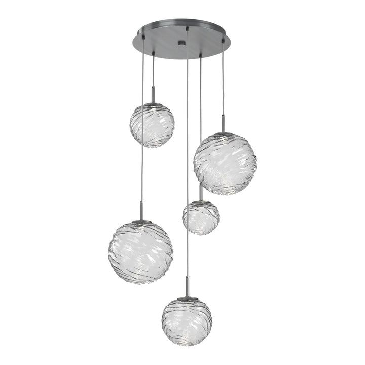 Gaia Round Pendant Chandelier by Hammerton Studio – 5 Lights in Gunmetal on adjustable cord