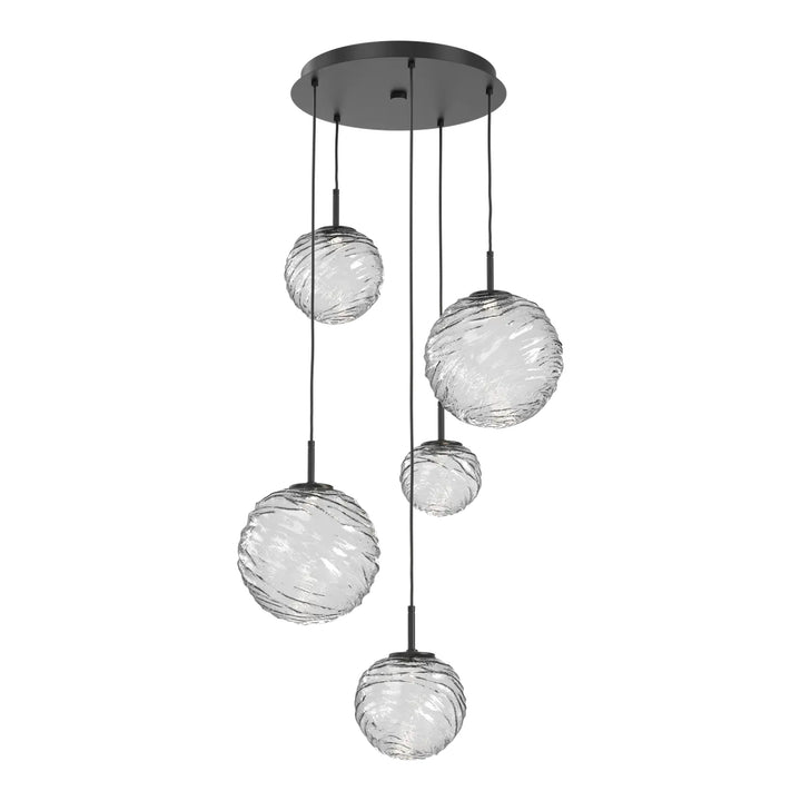 Gaia Round Pendant Chandelier by Hammerton Studio – 5 Lights in Matte Black on adjustable cord