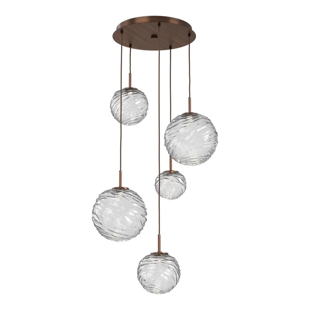 Gaia Round Pendant Chandelier by Hammerton Studio – 5 Lights in Oil-Rubbed Bronze on adjustable cord