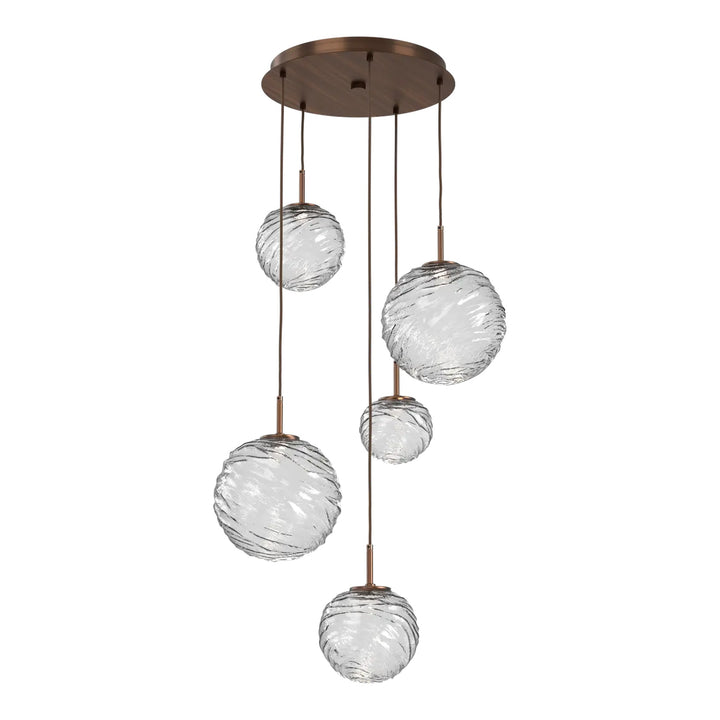 Gaia Round Pendant Chandelier by Hammerton Studio – 5 Lights in Oil-Rubbed Bronze on adjustable cord