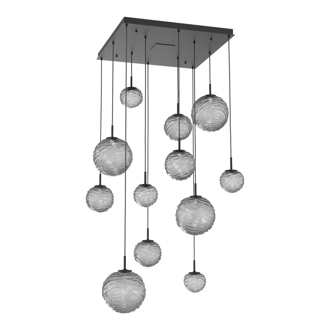 Gaia Square Pendant Chandelier by Hammerton Studio – 12 Lights in Matte Black