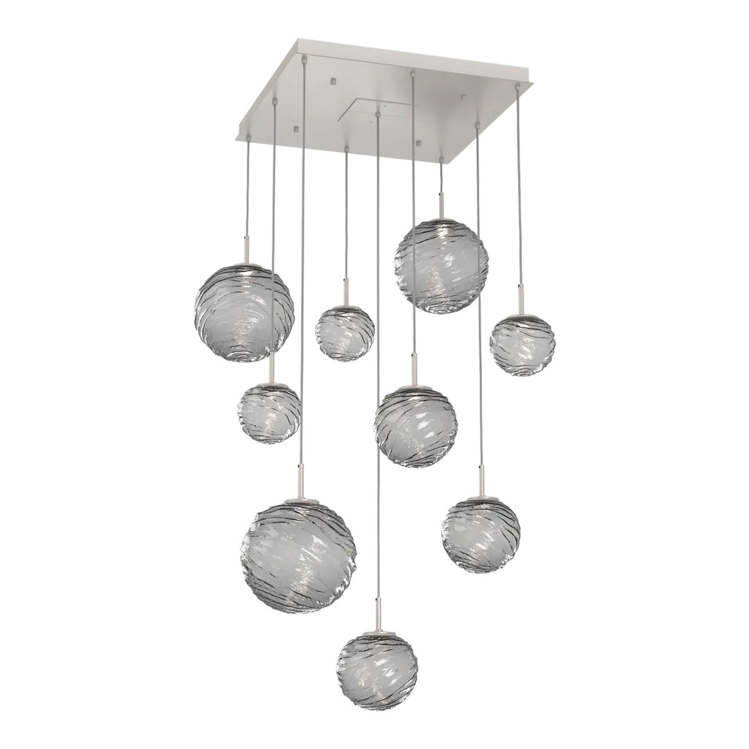 Gaia Square Pendant Chandelier by Hammerton Studio – 9 Lights in Beige Silver