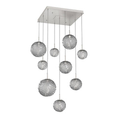 Gaia Square Pendant Chandelier by Hammerton Studio – 9 Lights in Beige Silver