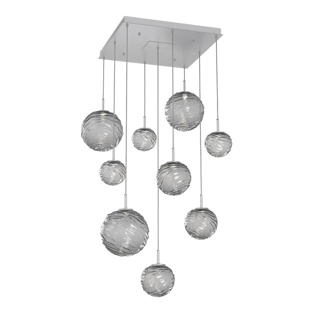 Gaia Square Pendant Chandelier by Hammerton Studio – 9 Lights in Classic Silver