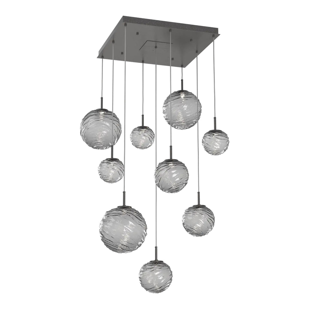 Gaia Square Pendant Chandelier by Hammerton Studio – 9 Lights in Graphite