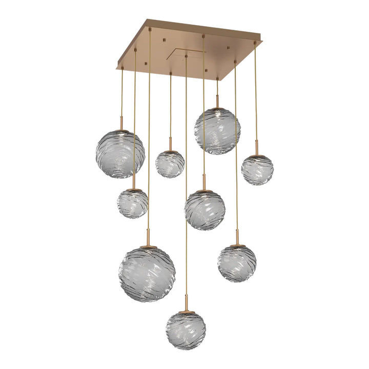 Gaia Square Pendant Chandelier by Hammerton Studio – 9 Lights in Novel Brass