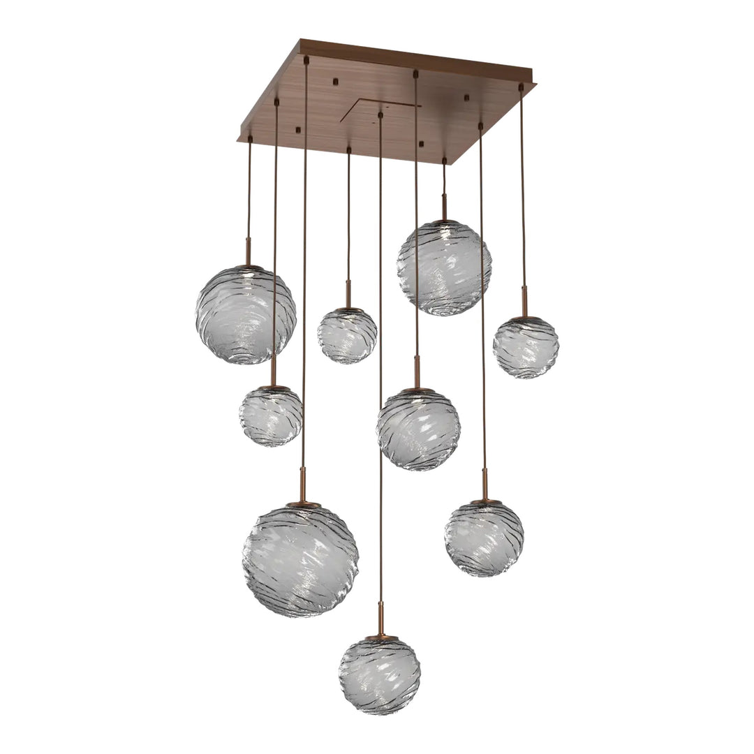 Gaia Square Pendant Chandelier by Hammerton Studio – 9 Lights in Oil-Rubbed Bronze