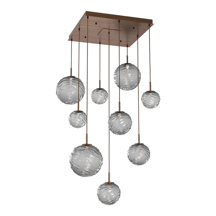 Gaia Square Pendant Chandelier by Hammerton Studio – 9 Lights in Oil-Rubbed Bronze