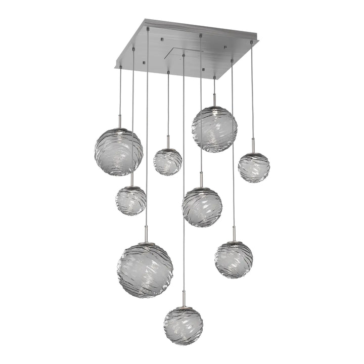 Gaia Square Pendant Chandelier by Hammerton Studio – 9 Lights in Satin Nickel