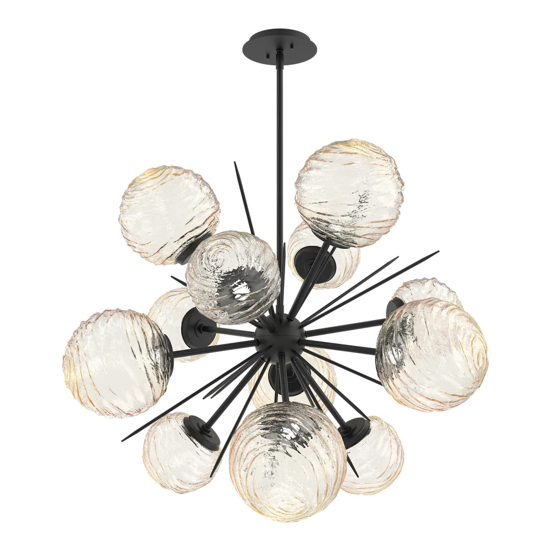 Gaia Starburst Chandelier by Hammerton Studio – Medium in Matte Black with Amber glass