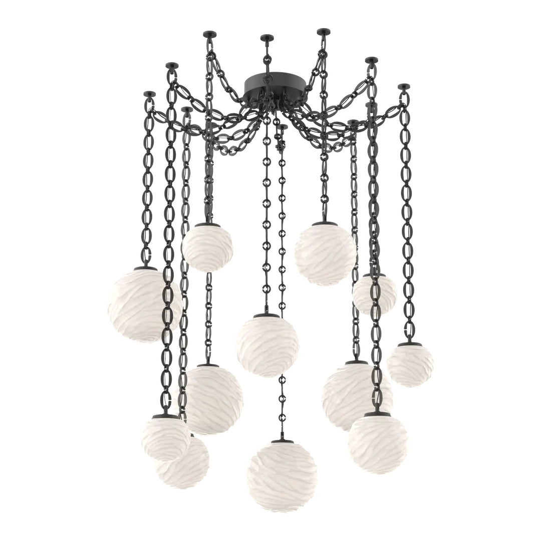 Gaia Swag Chandelier by Hammerton Studio – 12 Lights in Matte Black on Oval Chain