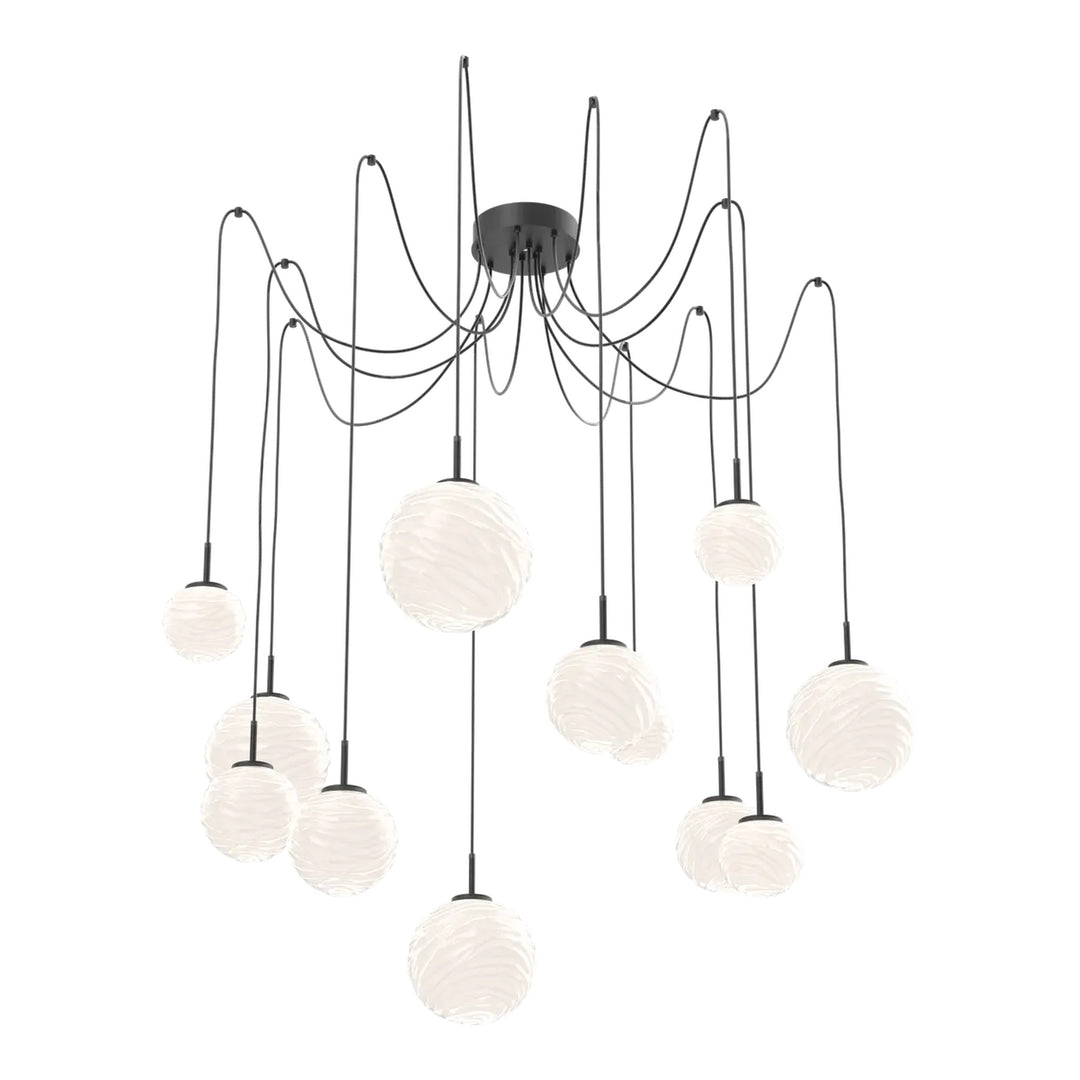 Gaia Swag Chandelier by Hammerton Studio – 12 Lights in Matte Black on adjustable cord